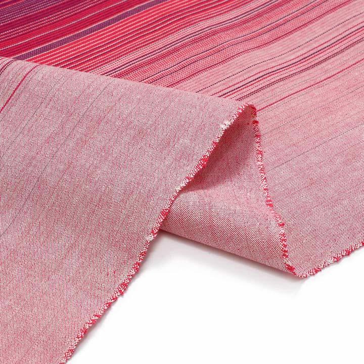 伊勢木綿 洗える着物 反物 レディース「滝縞 赤紫×ピンク」未仕立て