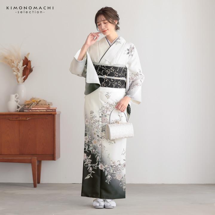 訪問着 お仕立て上がり 単品「白 唐花」礼装 ポリエステル 訪問着 結婚式 パーティー 祝賀会 入学式 卒業式 袷 プレタ 仕立てあがり(メール便不可)の画像