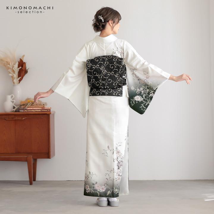 訪問着 お仕立て上がり 単品「白 唐花」礼装 ポリエステル 訪問着 結婚式 パーティー 祝賀会 入学式 卒業式 袷 プレタ 仕立てあがり(メール便不可)の画像