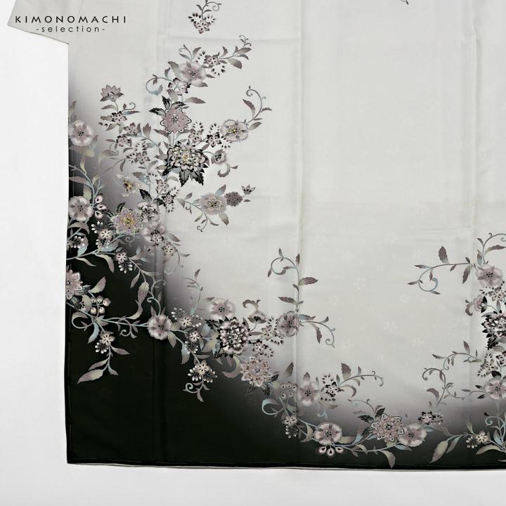 訪問着 お仕立て上がり 単品「白 唐花」礼装 ポリエステル 訪問着 結婚式 パーティー 祝賀会 入学式 卒業式 袷 プレタ 仕立てあがり(メール便不可)の画像