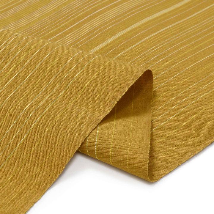 伊勢木綿 洗える着物 反物 レディース「滝縞 山吹茶×生成り色」未