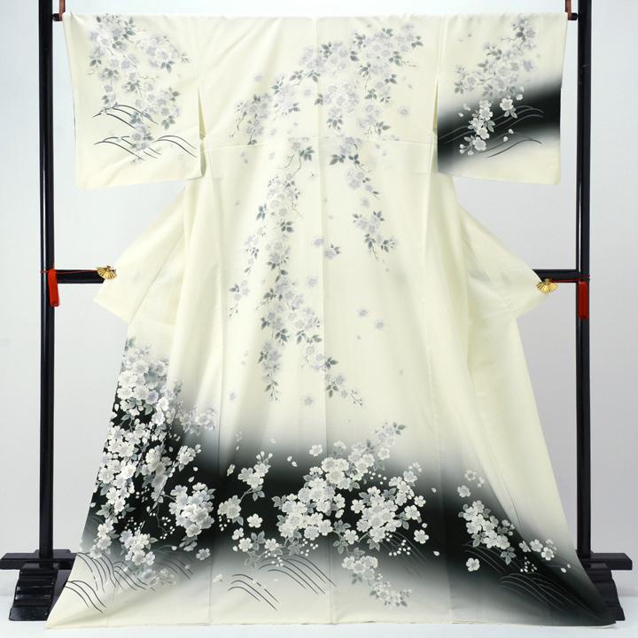 訪問着 お仕立て上がり 単品「ミルキーホワイト 野ばら」礼装 ポリエステル 訪問着 結婚式 パーティー 祝賀会 入学式 卒業式 袷 プレタ (メール便不可)の画像