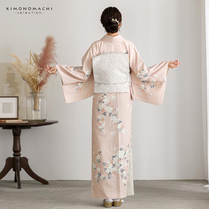 訪問着 お仕立て上がり 単品「ピンクベージュ 野ばら」礼装 ポリエステル 訪問着 結婚式 パーティー 祝賀会 入学式 卒業式 袷 プレタ (メール便不可)の画像