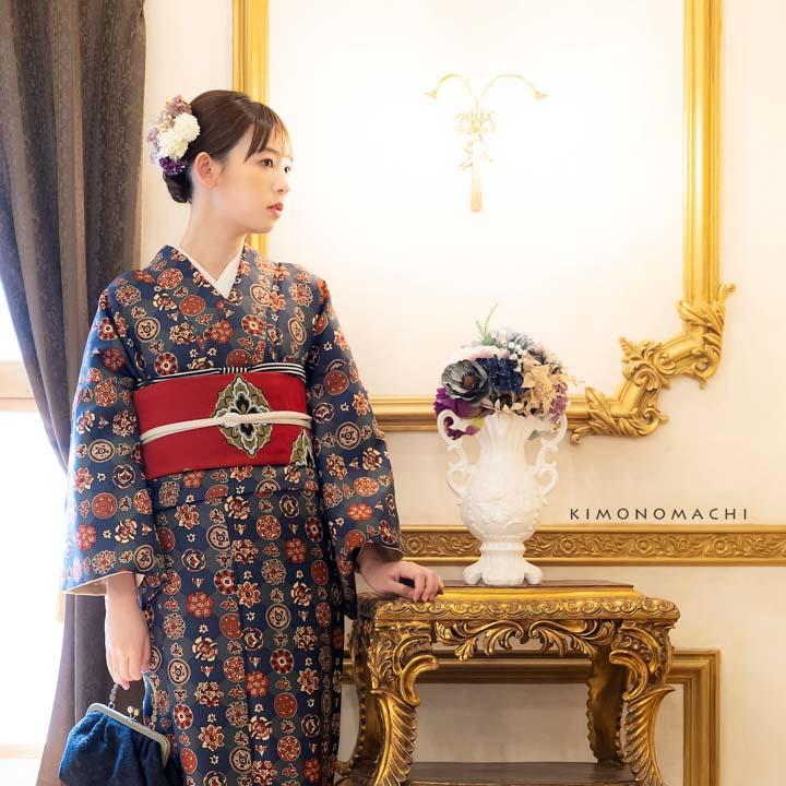 KIMONOMACHI 洗える着物 セット「袷着物＋京袋帯の2点セット 全8柄