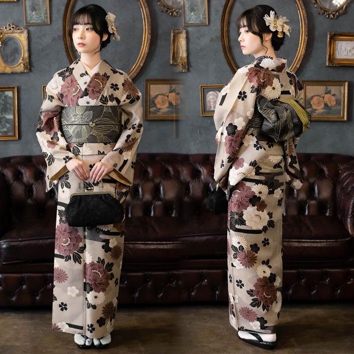 半幅帯 オルザ oluza oruza 単品「菊花 生成り色・鉄色・青碧・薄藤色