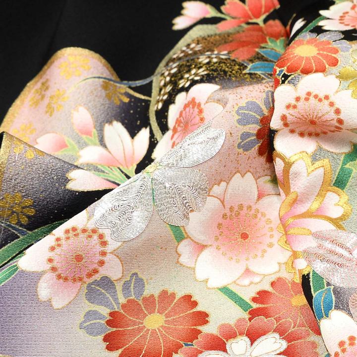 黒留袖 お仕立て上がり 単品「桜に流水」正絹 紋入れ代込み 留袖 結婚