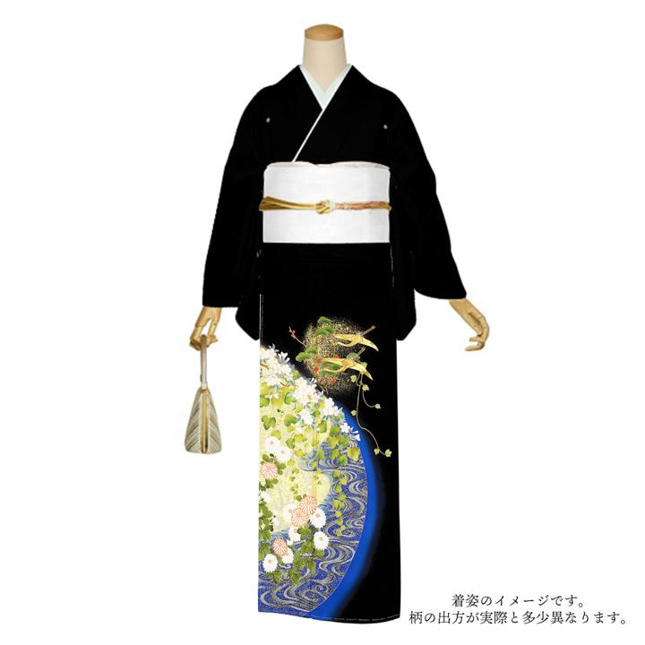 黒留袖 お仕立て上がり 単品「流水に菊楓」正絹 紋入れ代込み 留袖