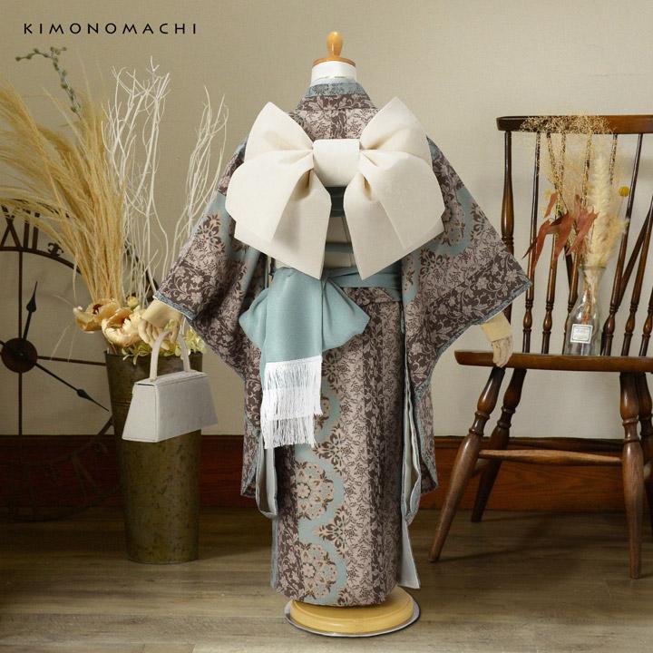 KIMONOMACHI 七五三 7歳 四つ身着物セット「縞更紗 水色」女の子 7才