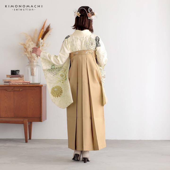 【美品】袴セット　Lサイズ 袴 セット 卒業式 女性 4点セット「二尺袖：鳥の子色 菊に鞠＋袴