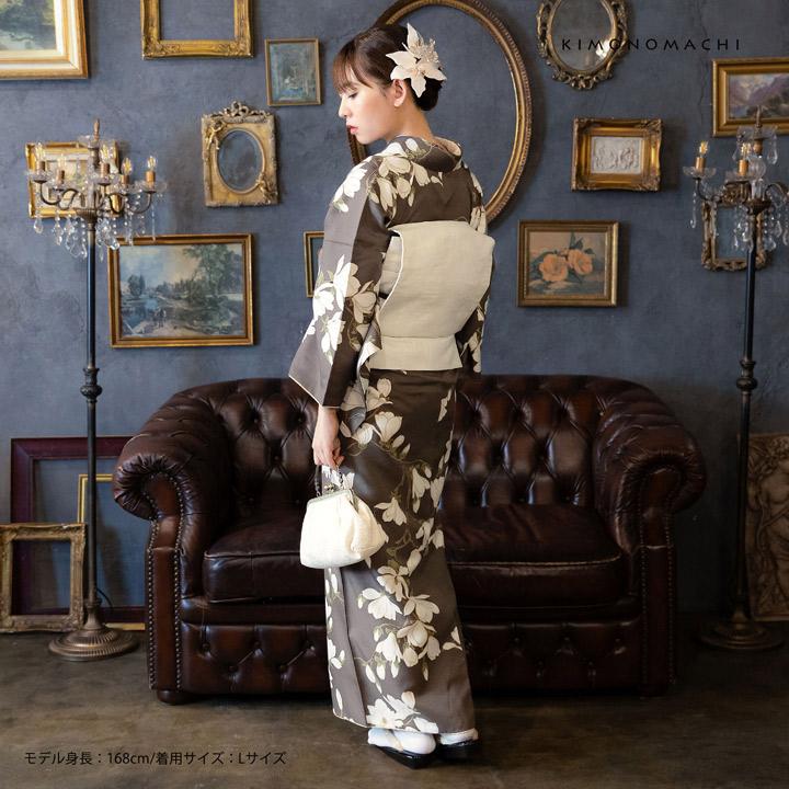 KIMONOMACHI 洗える着物 セット「袷着物：白木蓮 加加阿色＋京袋帯