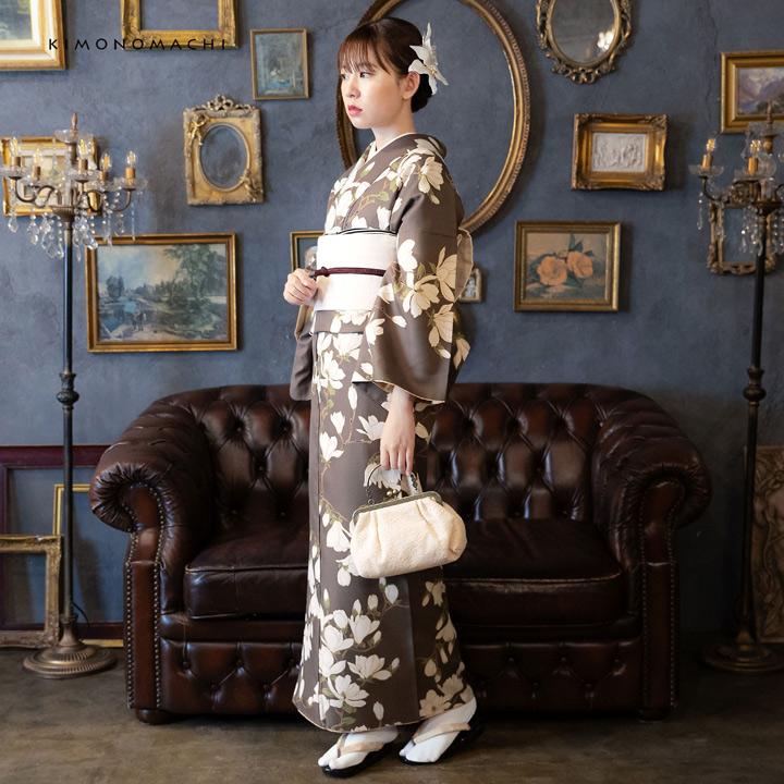 KIMONOMACHI 洗える着物 セット「袷着物：白木蓮 加加阿色＋京袋帯