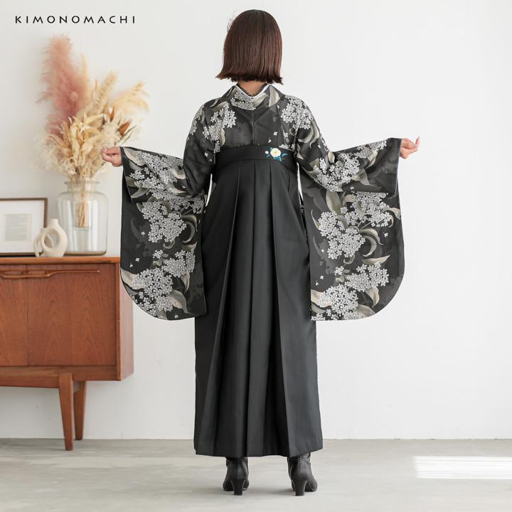 卒業式袴3点セット　二尺袖　袴M 袴3点セット 刺繍タイプ 袴 袴セット 袴 半幅帯 二尺袖 着物 椿 卒業式