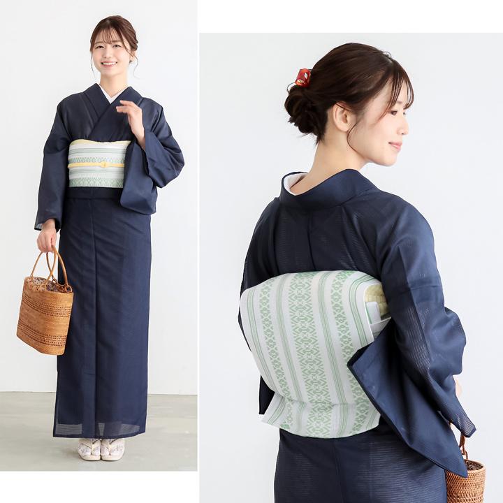 紗献上八寸帯 単品「紺色・白×青磁色・白×銀鼠」日本製 ポリエステル帯