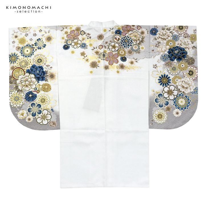 袴 セット 卒業式 女性 4点セット「絵羽二尺袖：白×灰 雲に花紋+刺繍袴：オリーブ 南天+袴下帯：白 麻の葉+襦袢」卒業式 女性 レディース (メール便不可)の画像