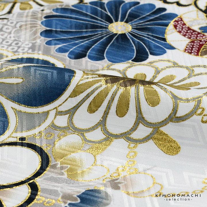 袴 セット 卒業式 女性 4点セット「絵羽二尺袖：白×灰 雲に花紋+刺繍袴：オリーブ 南天+袴下帯：白 麻の葉+襦袢」卒業式 女性 レディース (メール便不可)の画像