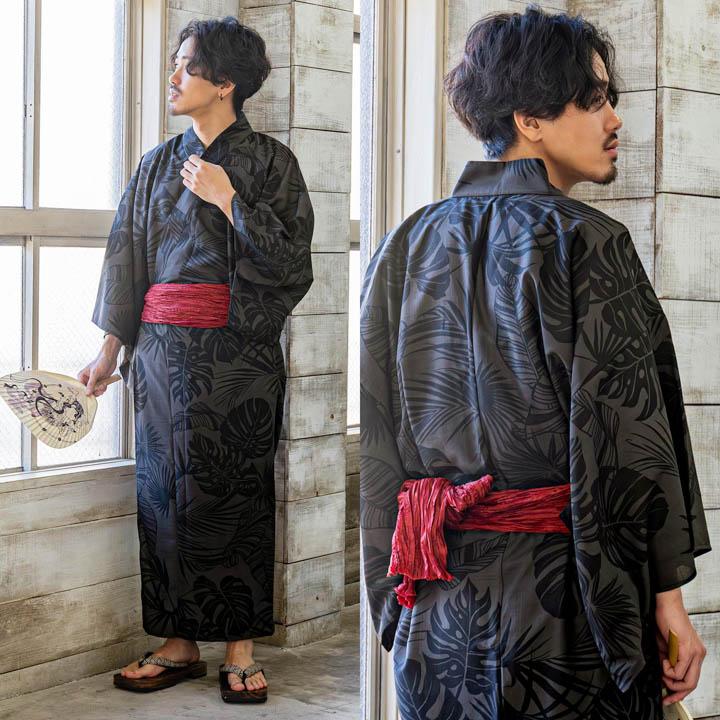 KIMONOMACHI 浴衣 帯 しわ兵児帯 単品「レッド ホワイト ブラック