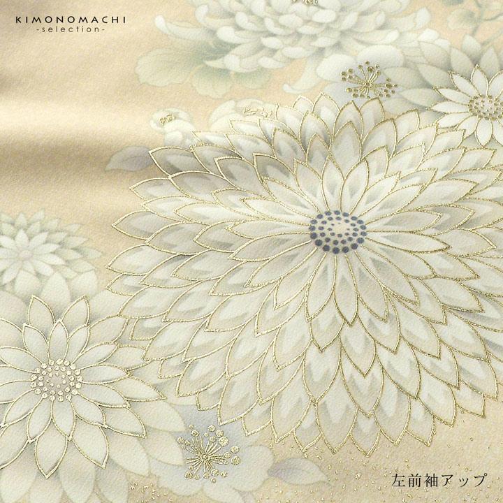 訪問着 お仕立て上がり 単品 JAPAN STYLE「練色 むじな菊」 日本製 礼装 ポリエステル 訪問着 結婚式 パーティー 祝賀会 入学式 卒業式 (メール便不可)の画像