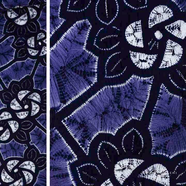 絞り浴衣反物「ばら 紺×青藤色」有松絞り 日本製 伝統工芸品 女性浴衣