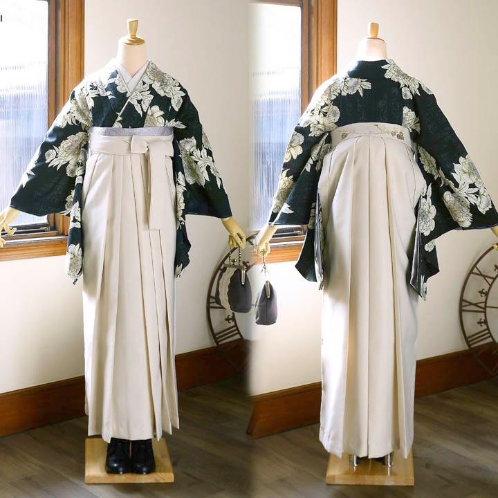 袴 セット 卒業式 女性 4点セット「二尺袖+刺繍袴+袴下帯+襦袢」卒業式 女性 レディース お仕立て上がり 袴セット 二尺袖着物セット 二尺着物 袴(メール便不可)の画像