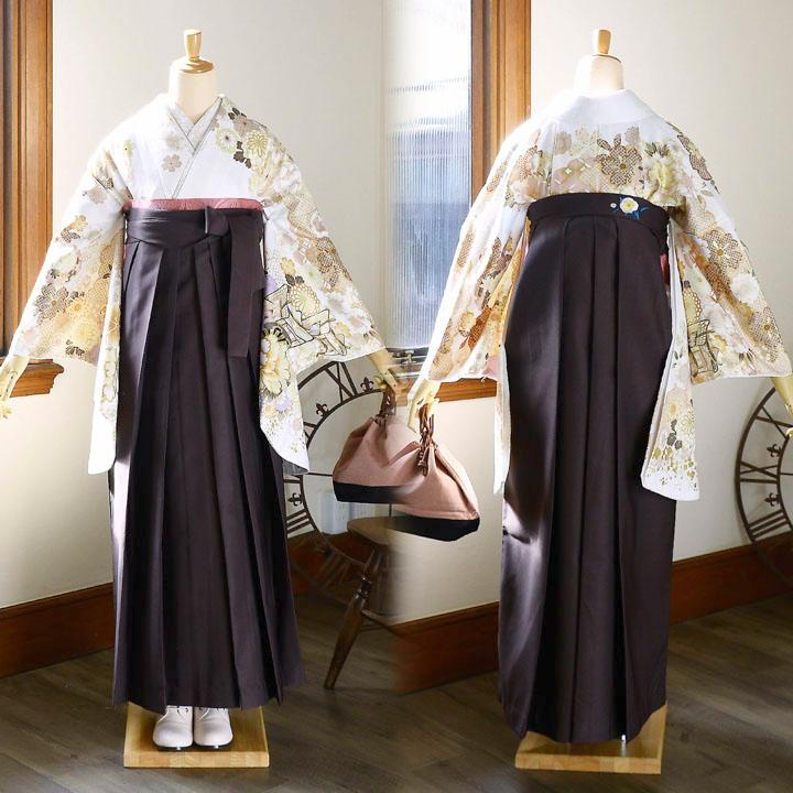 袴 セット 卒業式 女性 4点セット「絵羽二尺袖+刺繍袴+袴下帯+襦袢」卒業式 女性 レディース お仕立て上がり 袴セット 二尺袖着物セット 二尺着物(メール便不可)の画像