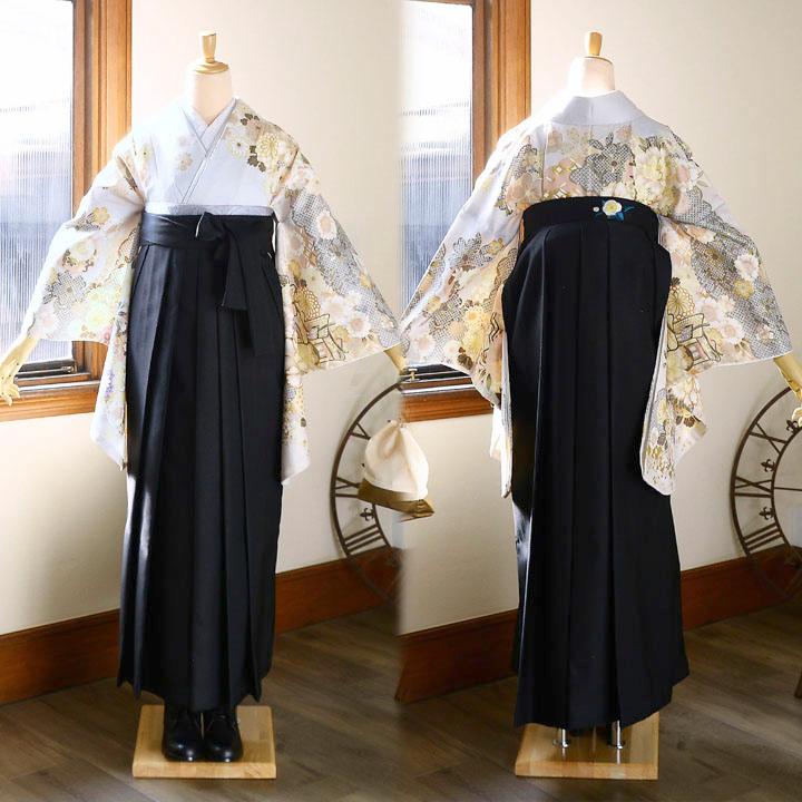 袴 セット 卒業式 女性 4点セット「絵羽二尺袖+刺繍袴+袴下帯+襦袢」卒業式 女性 レディース お仕立て上がり 袴セット 二尺袖着物セット 二尺着物(メール便不可)の画像