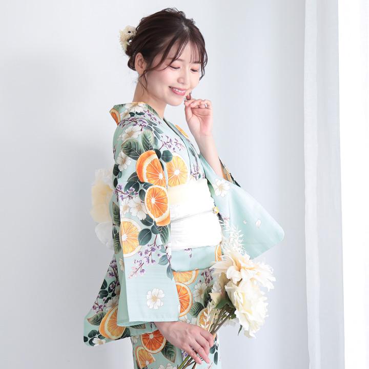 浴衣 レディース 女性浴衣単品「ウォーターグリーン ネロリ」Fサイズ