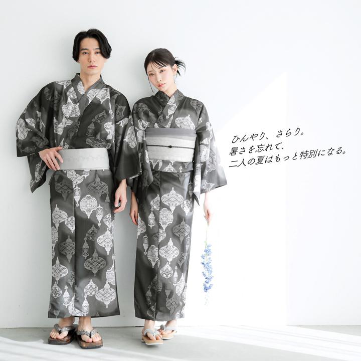 KIMONOMACHI 男性 メンズ浴衣2点セット(浴衣＋角帯) 吸水速乾 吸汗速乾