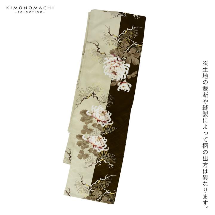 ma-hina 着物単品 二尺袖着物 単品 そしてゆめ「絹鼠色×黒 菊に松」Fサイズ 日本製 お