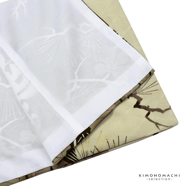 二尺袖着物 単品 そしてゆめ「絹鼠色×黒 菊に松」Fサイズ 日本製 お