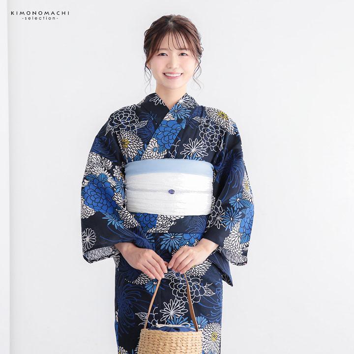 浴衣 レディース 女性浴衣 単品「スイートリリー：紺 菊づくし」F