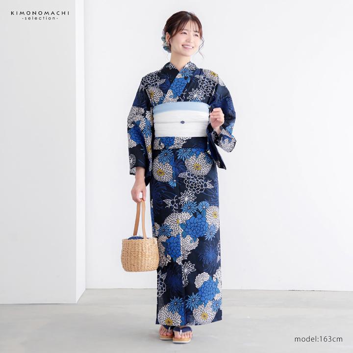 浴衣 レディース 女性浴衣 単品「スイートリリー：紺 菊づくし」F