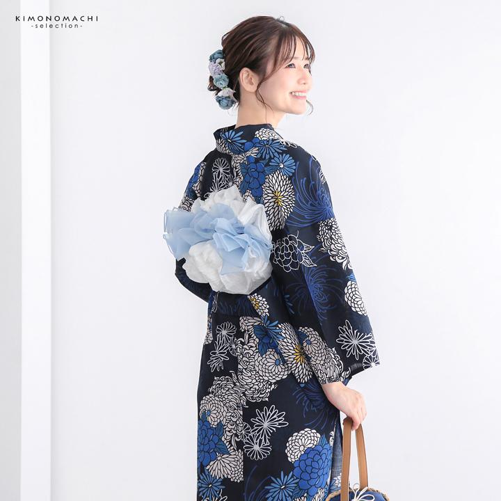 浴衣 レディース 女性浴衣 単品「スイートリリー：紺 菊づくし」F