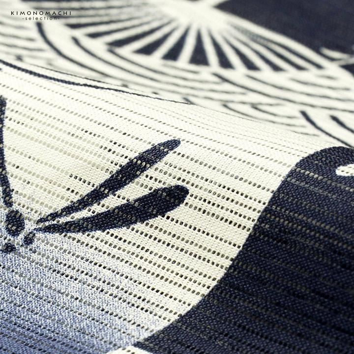 浴衣 レディース 単品 お仕立て上がり浴衣 綿絽浴衣「うちわ 濃紺