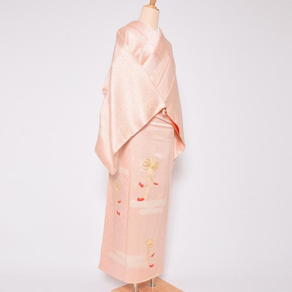 Prices down3）(中古品)仕立て上がり 付け下げ小紋 「ピンク 地紋に