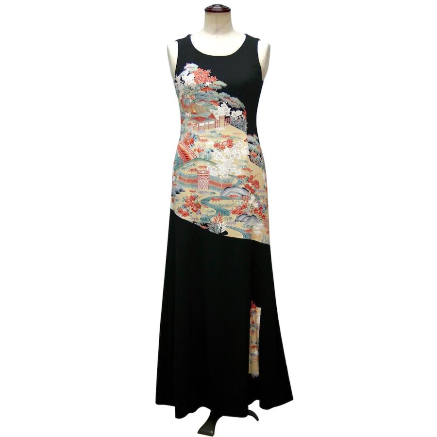 104一点物の正絹留袖ドレス 参列 和ドレス 着物リメイクドレス 留袖ドレス 結婚式 ワンピース 親族 正絹 ファッション フォーマルドレス 送料無料 9号 母親 和ドレス 日本製 送料無料 15 Kimono文珠庵