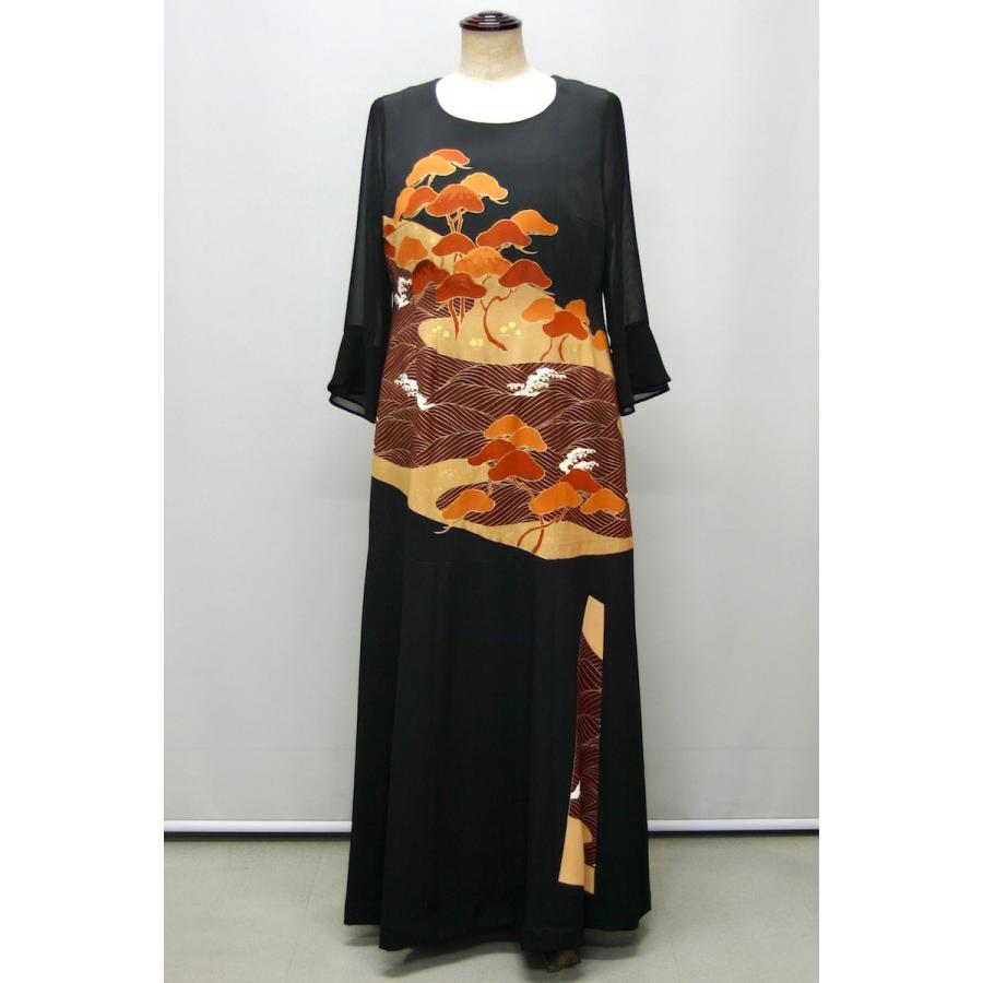 105一点物の正絹留袖ドレス 留袖ドレス 着物リメイクドレス ワンピース 和ドレス 結婚式 ミセス 参列 母親 親族 フォーマルドレス ファッション ワンピース ミセス 正絹 日本製 送料無料 13号 15 Kimono文珠庵