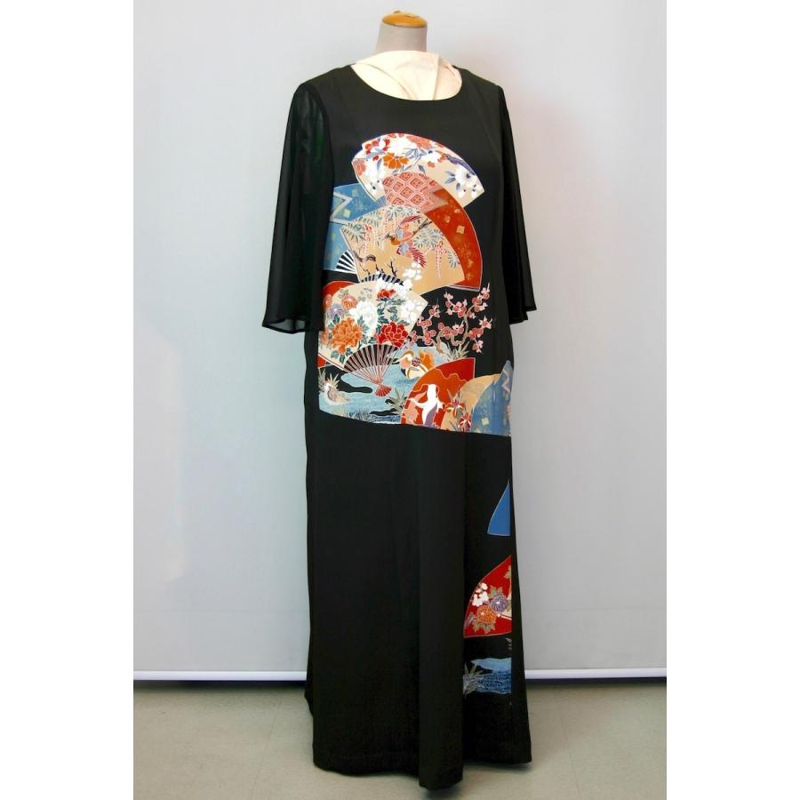 正絹 未使用留袖反物からロングドレスL 正絹 未使用留袖反物から