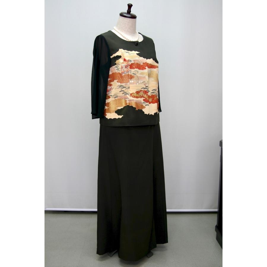 正絹 未使用留袖反物からロングドレスL 正絹 未使用留袖反物から