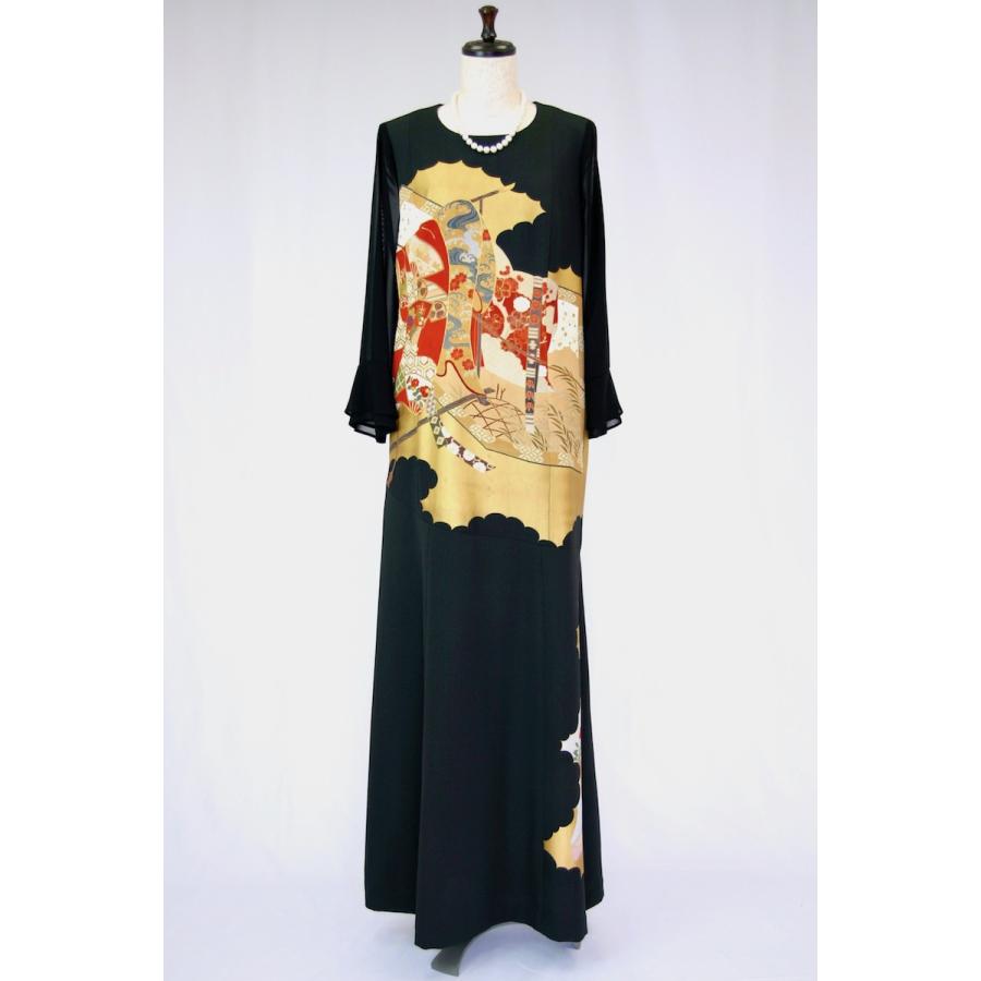 195 一点物の正絹留袖ドレス【着物リメイクドレス 和ドレス 結婚 195 一点物の正絹留袖ドレス【着物リメイクドレス 和ドレス 結婚
