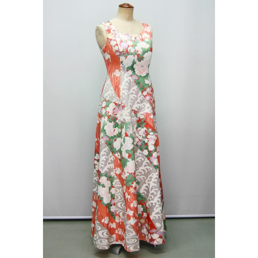 着物　振袖　ワンピース　ドレス　大きいサイズ　正絹　リメイク　ハンドメイド 和洋折衷 絞り振袖 着物 リメイク ロング丈 ワンピース ドレス