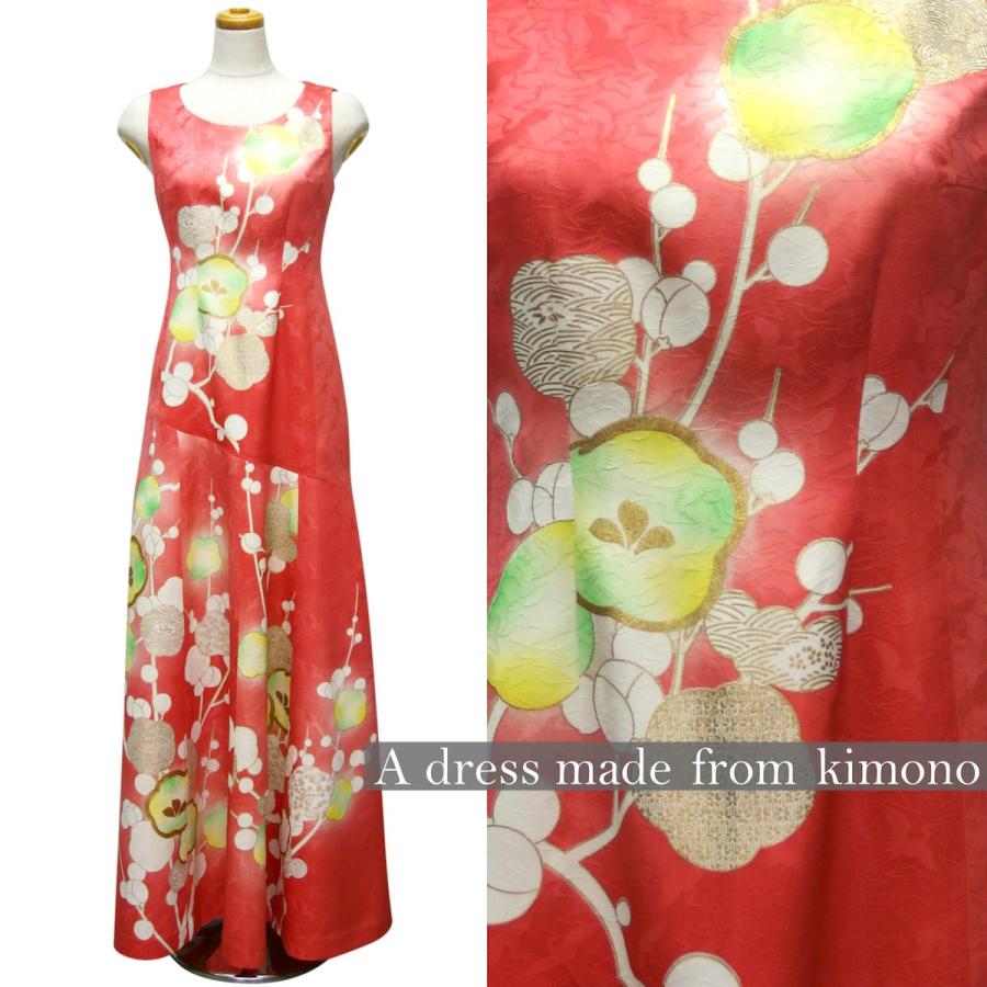 2118一点物の正絹振袖のドレス 着物ドレス 着物リメイクドレス 9号 ドレス ブライダル 和ドレス パーティードレス ステージ衣裳 ワンピース 送料無料 着物ドレス 正絹 Kimono文珠庵 9号 15 日本製 超特価