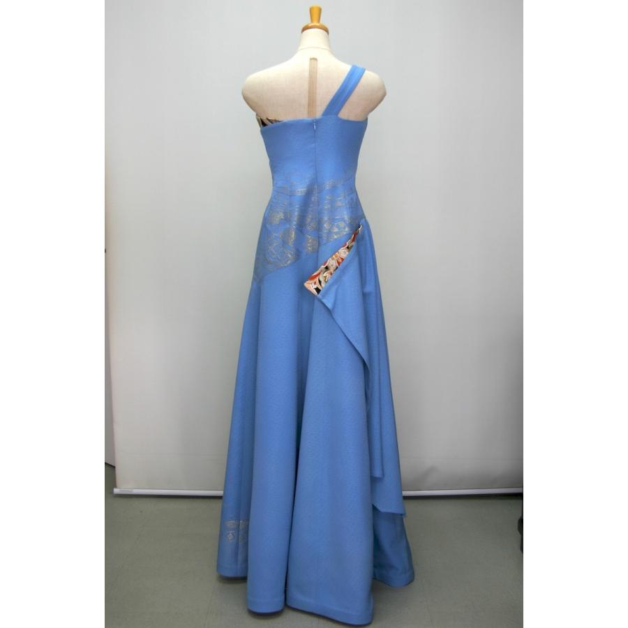 正絹 未使用留袖反物からロングドレスL 正絹 未使用留袖反物から