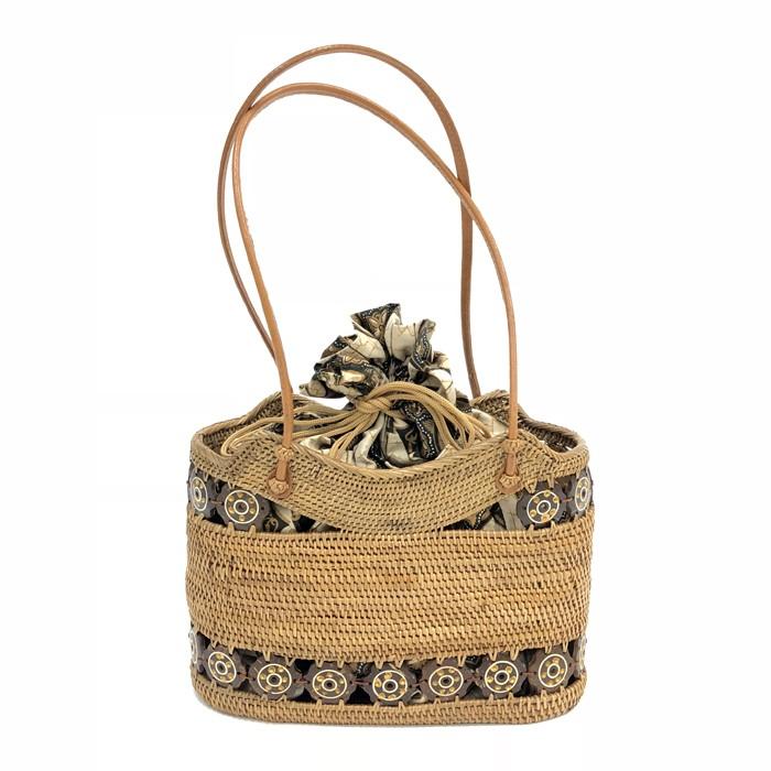 アタバッグ おしゃれ アタ籠 かごバッグ 籠バッグ カゴバッグ バリ島工芸品 夏物 レディースファッション バリ島工芸品 巾着付き レディース浴衣 セール 和装 浴衣 浴衣バッグ 夏物 Kimonoroman Ata 013 Yukiya