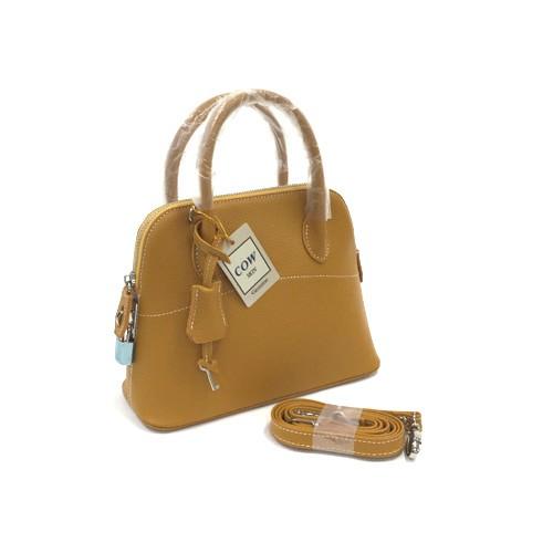 オーストリッチ ブガッティ型 ハンドバッグ 南京錠 キャメル