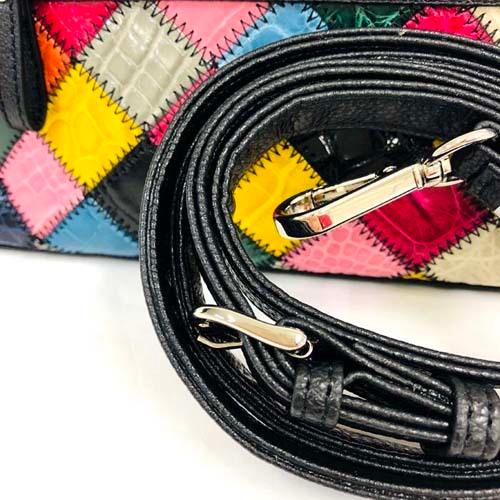 クロコダイル　ショルダーバッグ　パッチワーク クロコダイル CROCODILE パッチワーク 配色 ミニショルダーバッグ F