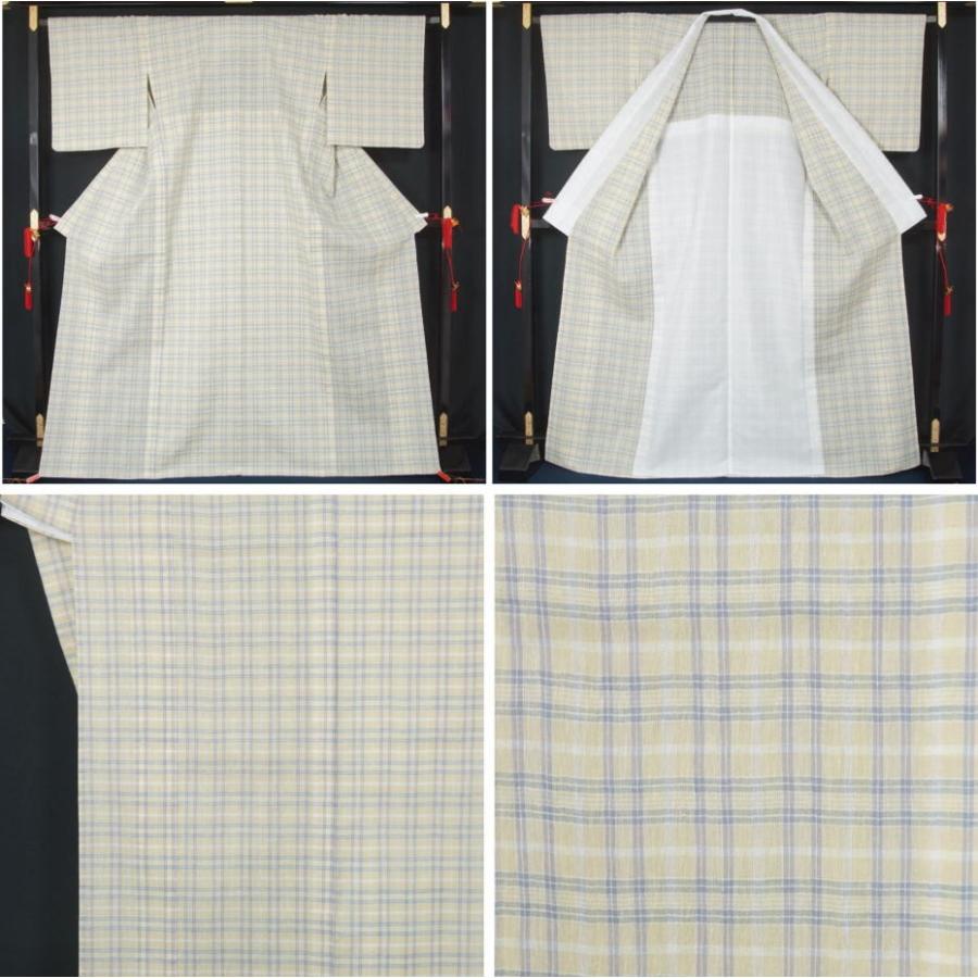 新品仕立上品　夏物　近江ちぢみ 秦荘上布 と八寸名古屋帯、帯揚げ、帯〆の４点セット　裄長 トールサイズ 送料無料の画像