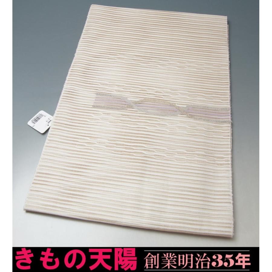 新品仕立上品　夏物　近江ちぢみ 秦荘上布 と八寸名古屋帯、帯揚げ、帯〆の４点セット　裄長 トールサイズ 送料無料の画像