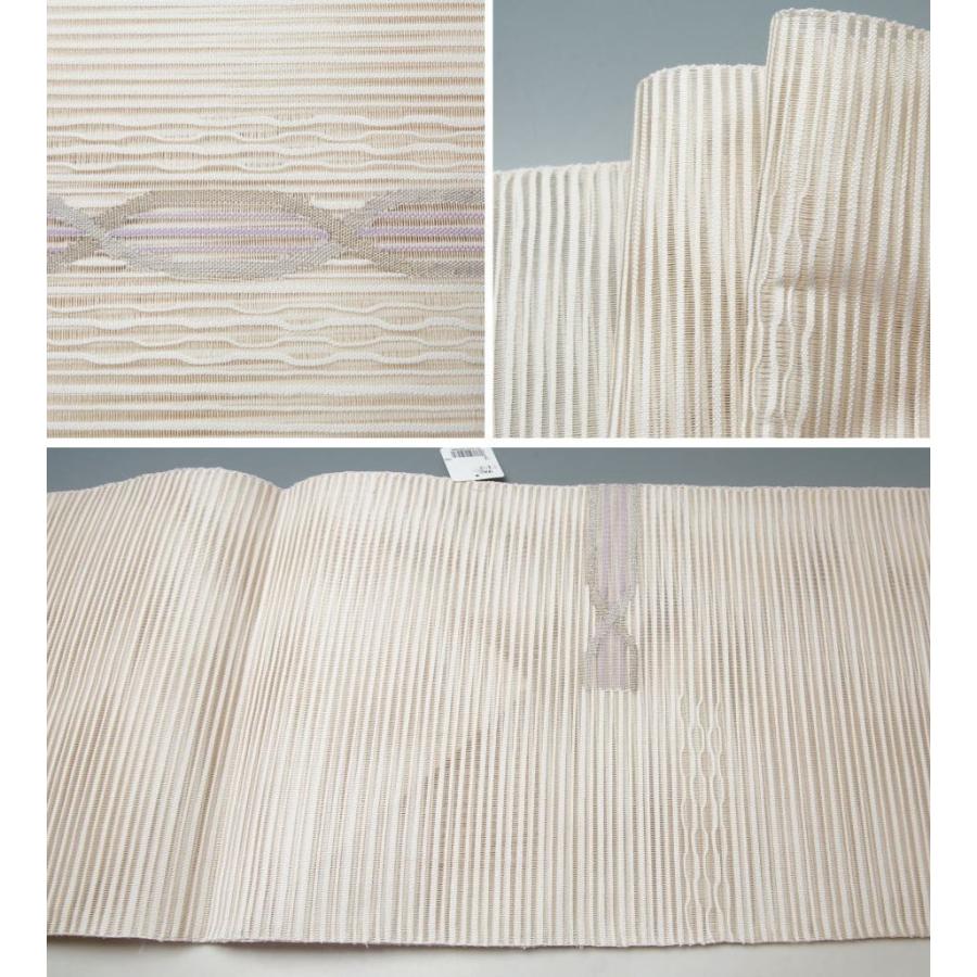 新品仕立上品　夏物　近江ちぢみ 秦荘上布 と八寸名古屋帯、帯揚げ、帯〆の４点セット　裄長 トールサイズ 送料無料の画像