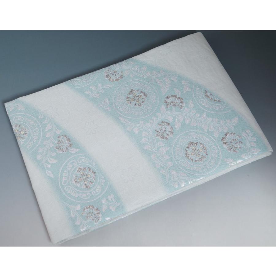 名古屋帯 新品 西陣 （5） 裂取に華文・唐花模様模様 白色系 スリー 