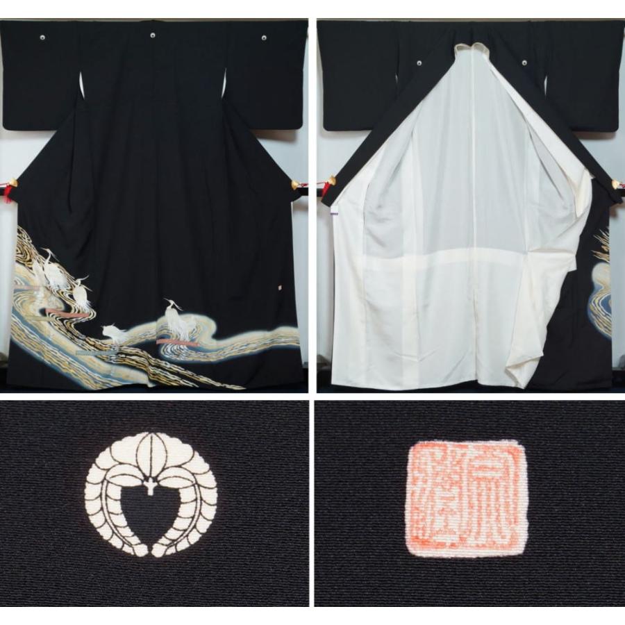 着物セット 黒留袖・袋帯 2点 セット 流水に白鷺模様 下り藤紋 着物セット 黒留袖・袋帯 2点 セット 流水に白鷺模様 下り藤紋